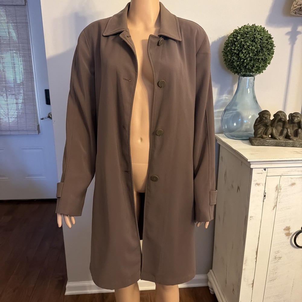 London Fog Vintage Lined ladies 3/4 length trench coat brown sz Large